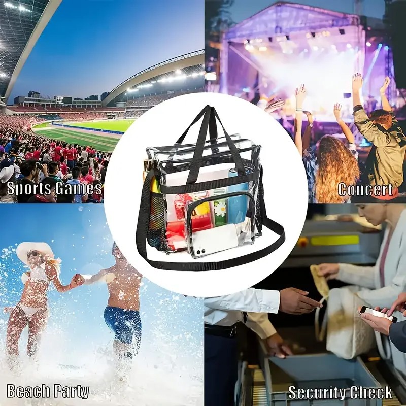 1PC Clear Tote Bag Stadium Approved Heavy Duty Sports Shoulder Bag Work School
