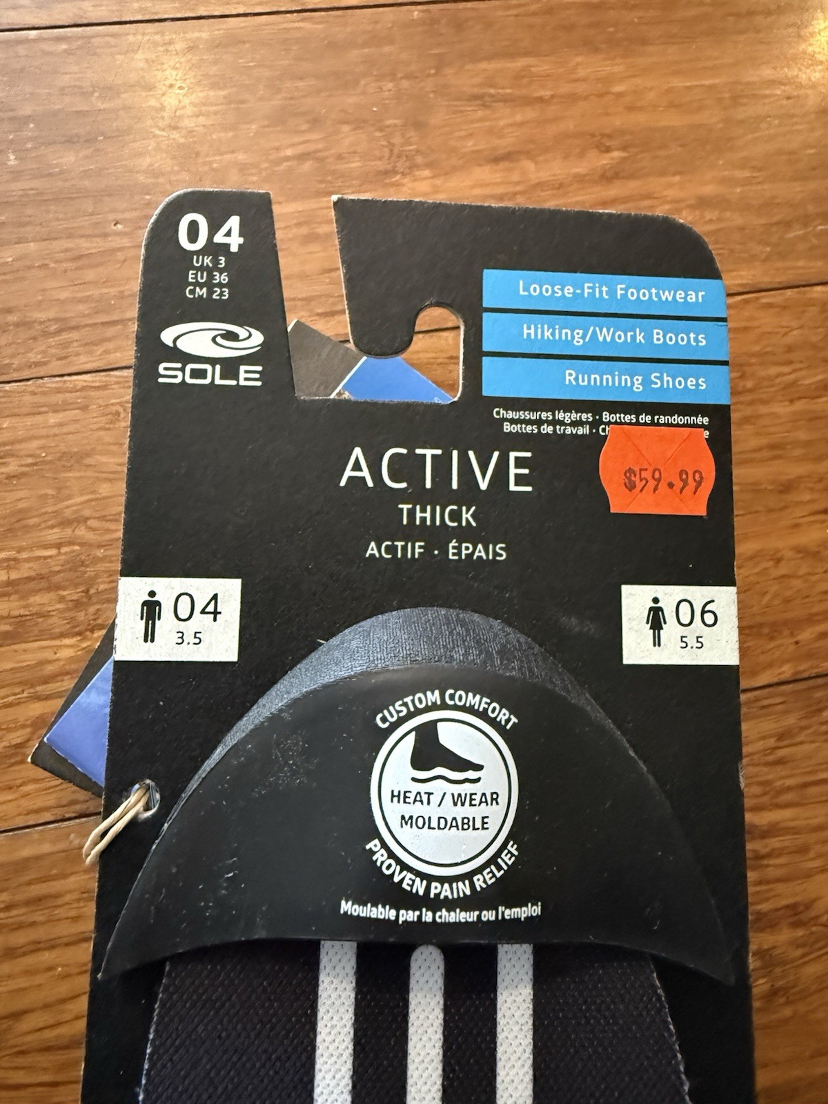 SOLE Active Thick Shoe Insoles Men 4 Women 6 Moldable Arch Support Comfort
