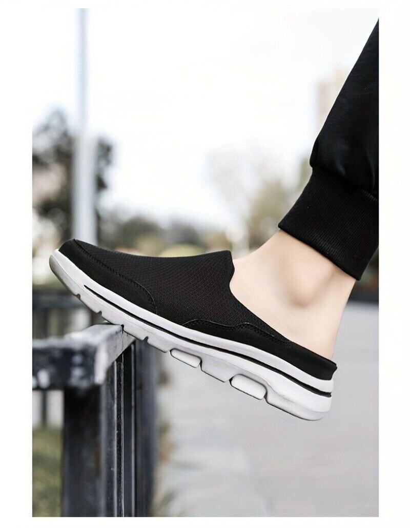 Men’s Slip-on Mules Half Sneakers Casual Walking Shoes Outdoor Backless Sneakers