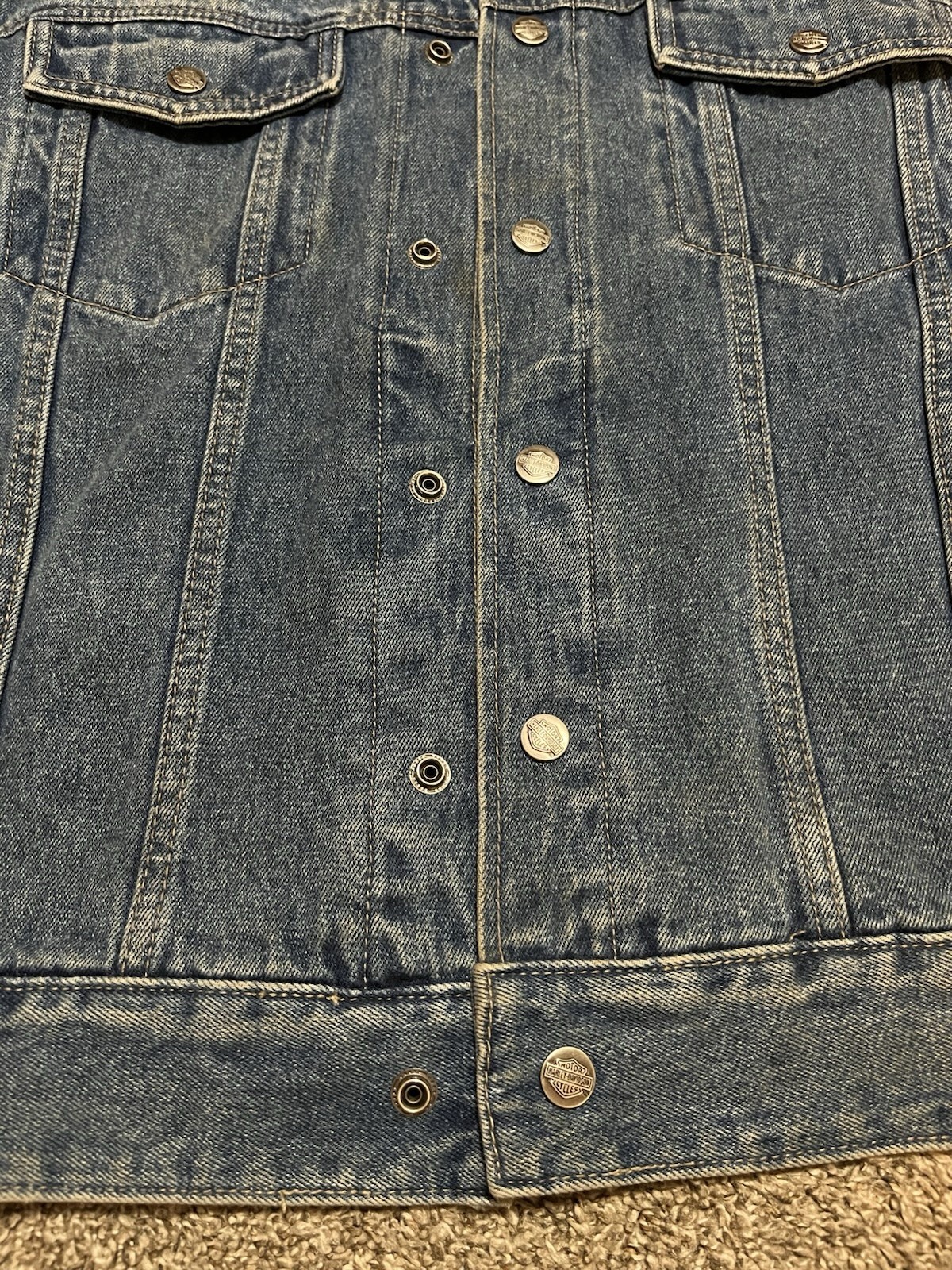 Vintage Harley Davidson Jacket Mens Med Denim 1903-2008 105th Anniversary Coat