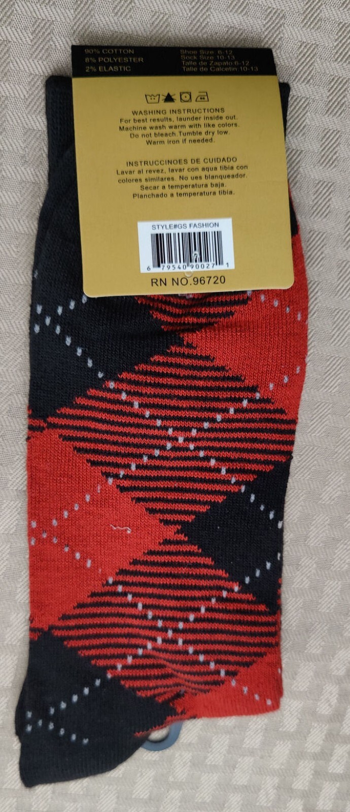 Men’s Casual Socks Goldstar Fashion Cotton Blend Red and Black Plaid Footwear