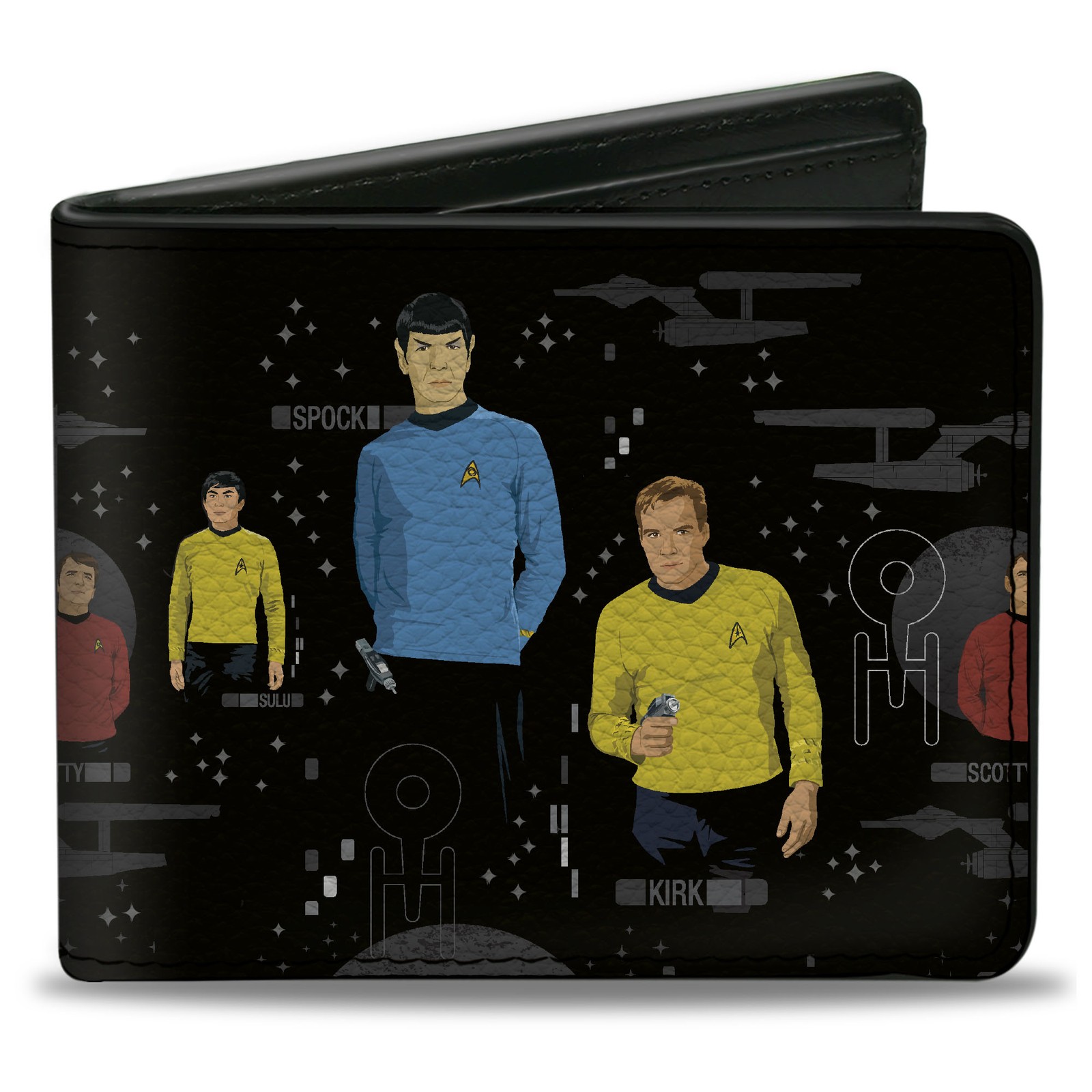 Bi-Fold Wallet The Original Star Trek Crew Poses and Icons Black/Multi Color