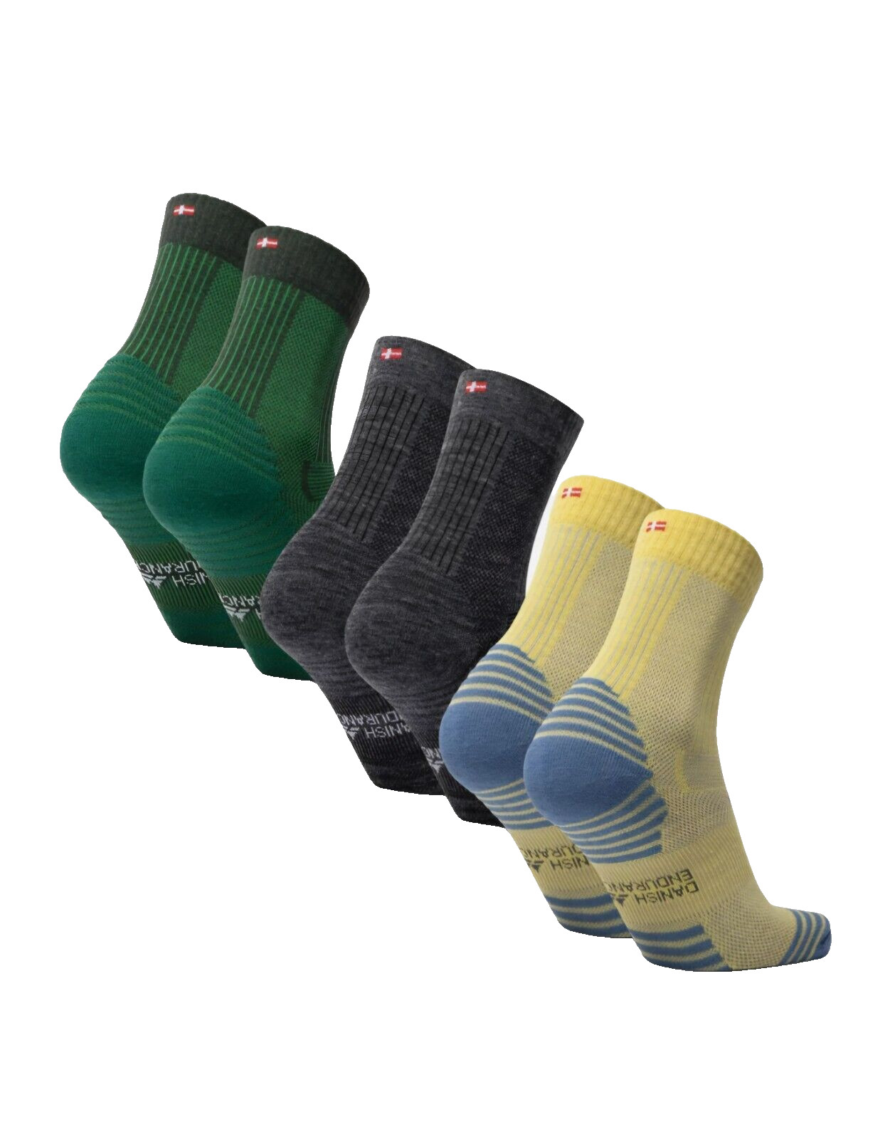 Merino Wool Light Hiking Socks- Danish Endurance 3 Pack Unisex 3 colors MSRP $48