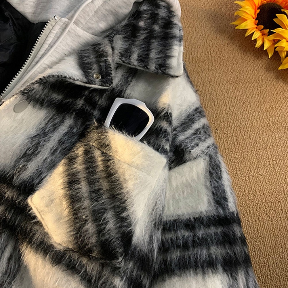 Men Plaid Jacket Checked Cardigan Polyester Spandex Blend Plaid Pattern