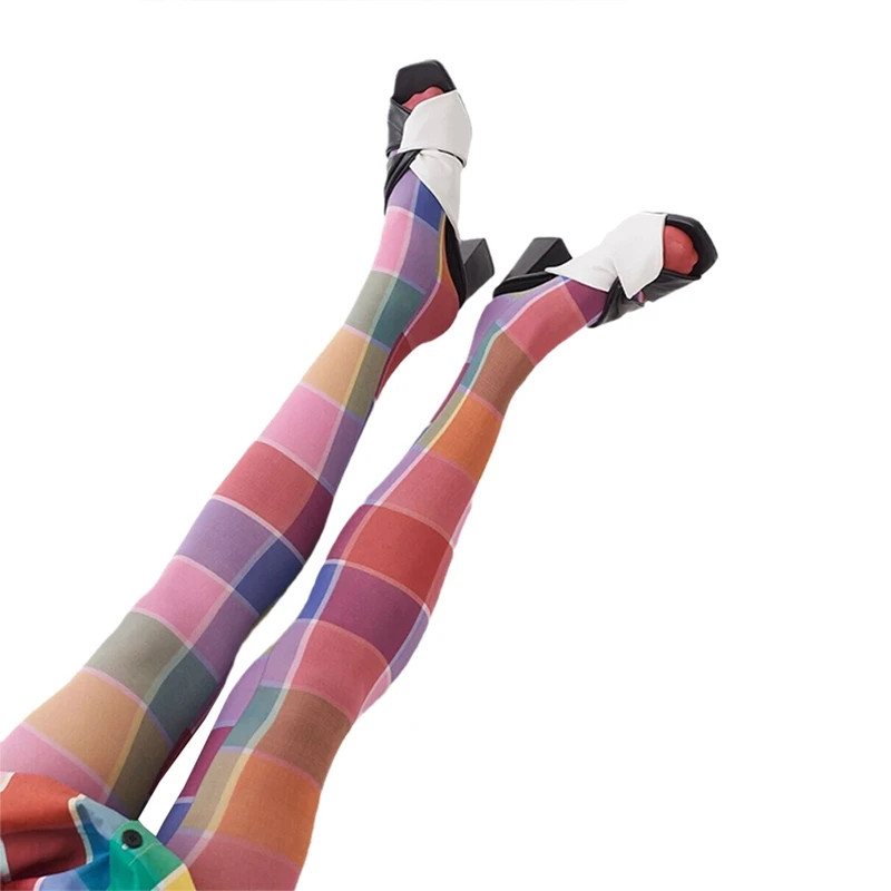 Women Patterned Pantyhose Y2k Aesthetic Tie Dye Sheer Tights Funky Print Hollow