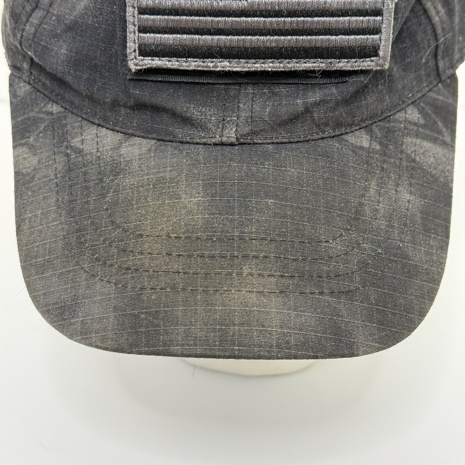 Tactical Air Mesh Low Crown Flex Military Hat Front Flag Patch Black EUC