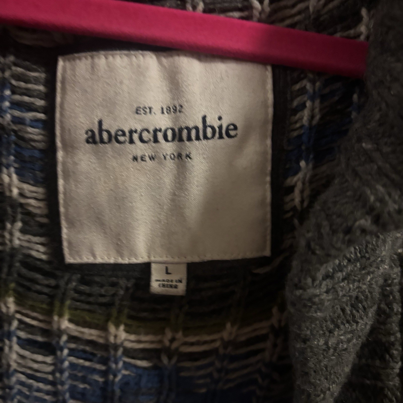 Abercrombie & Fitch Gray Blue Green Aztec Hooded Wool Cardigan