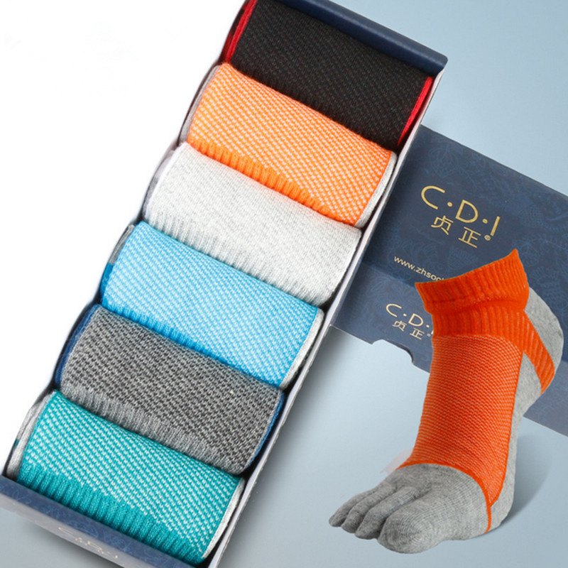6 Pairs Five Finger Toe Sport Athletic Casual Solid Ankle Cotton Men Socks 7-11