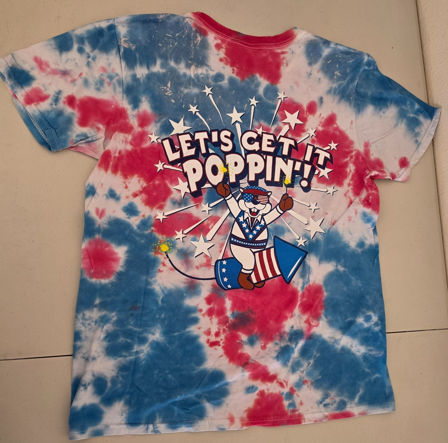 Bucees Red White and Blue Let’s Get Poppin Shirt 4th of July Celebration Adult M