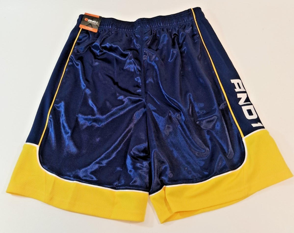 And1 Mens Athletic Shorts Basketball Gym Navy Blue Yellow M L XL 2XL 3XL SIZES