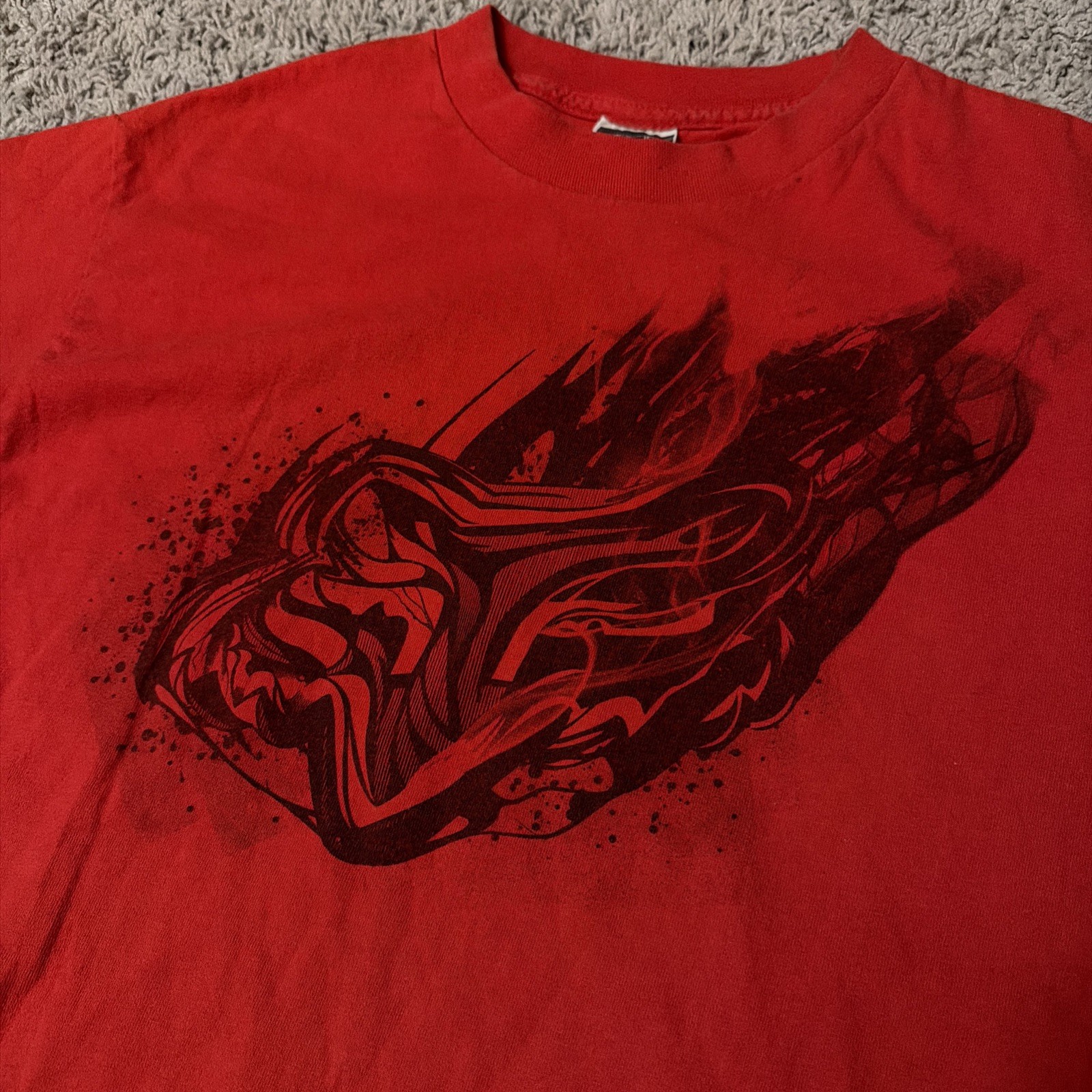 Vintage Fox Racing Motocross MX Y2K Graphic Men’s Red Faded Tee Size M
