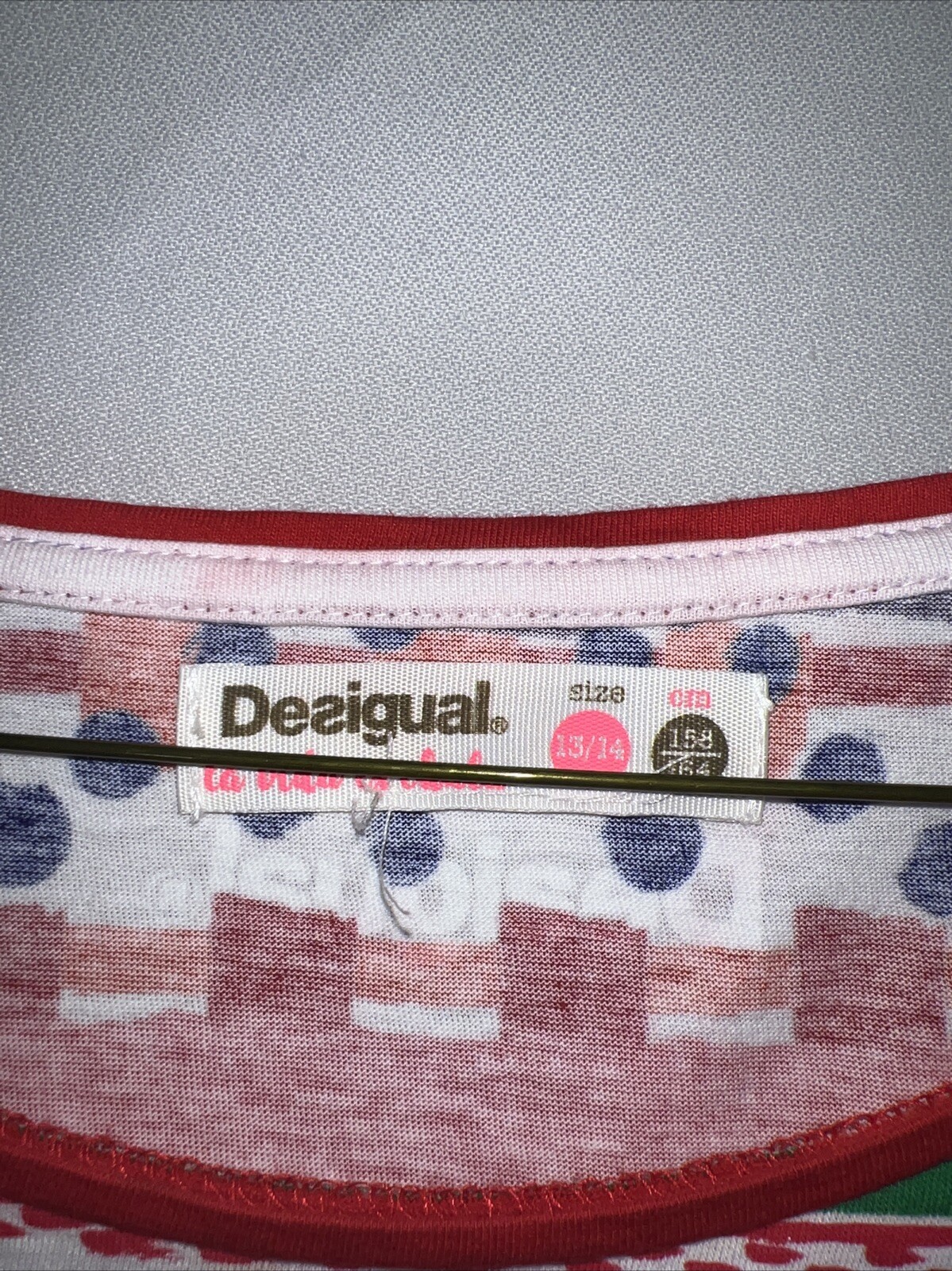 Desigual Madagascar Girls Top Sz 13/14 Vibrant Colors With Sequins Cap Sleeves