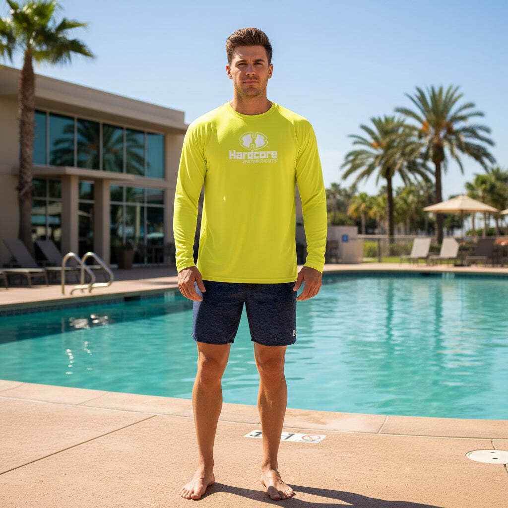 Hardcore Men’s Long Sleeve Rash Guard Surf Shirt – Relaxed Fit Swimwear Designed