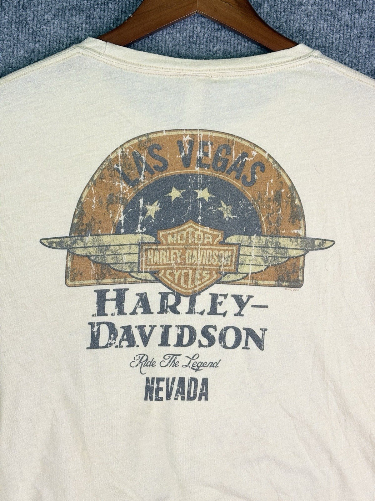 Harley-Davidson Shirt Mens L Nevada Beige Free Spirit 1903 Motorcycle T Shirt 33