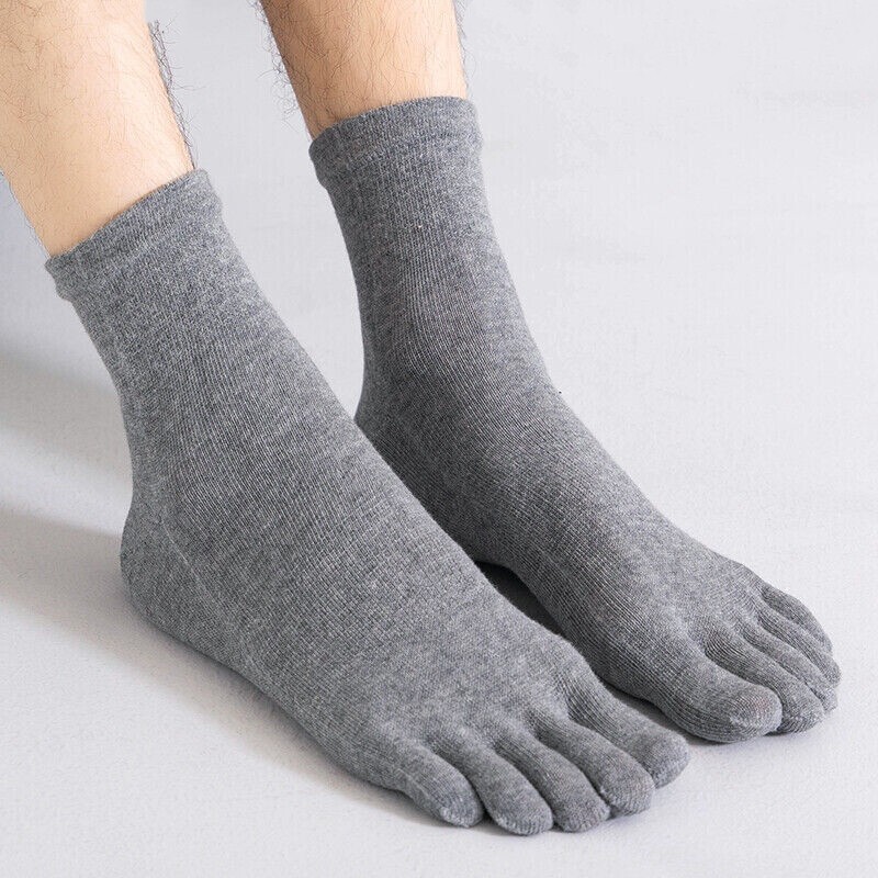 5Pack Crew Ankle Five Finger Toe 100%Cotton Athletic Sport Work Casual Men Socks