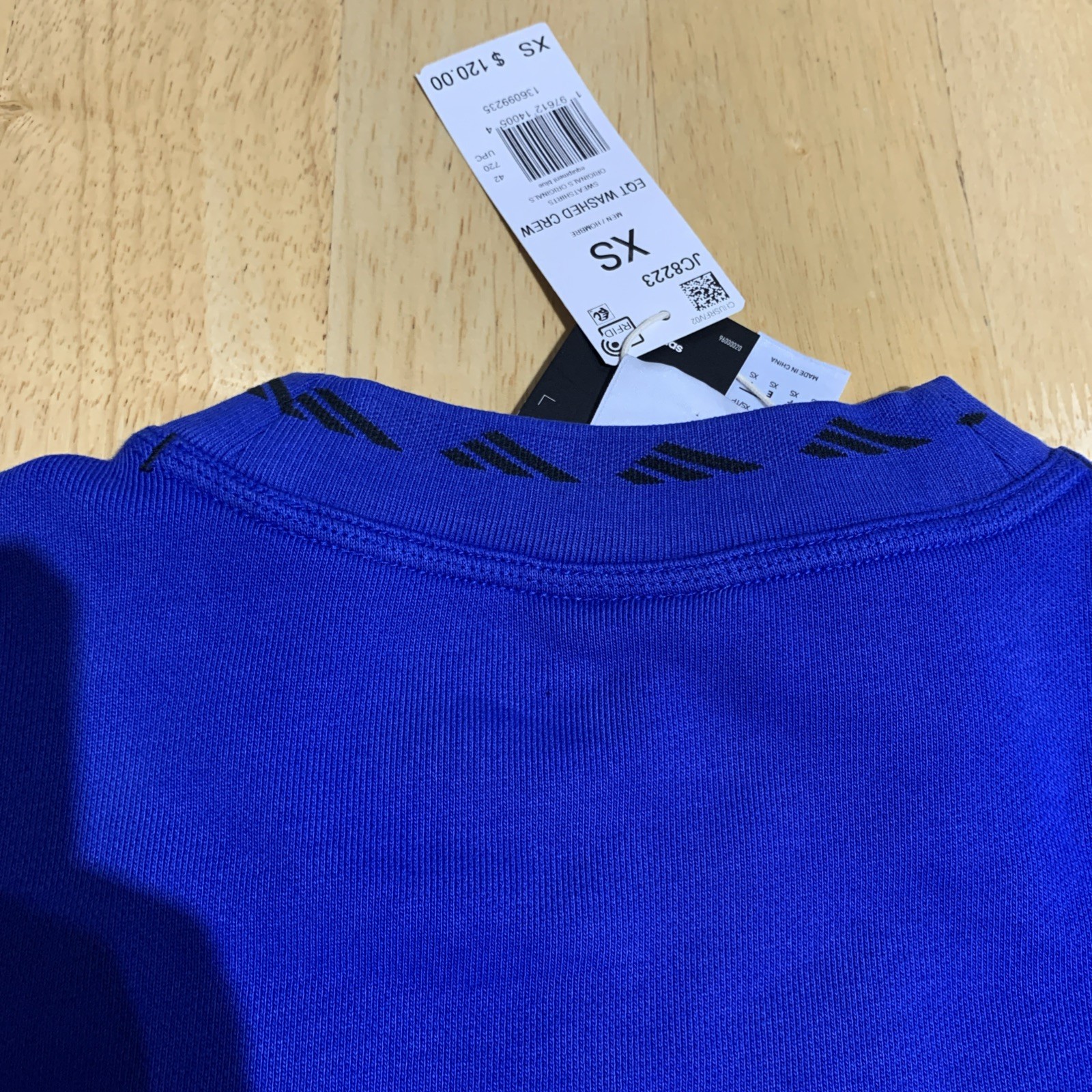 Adidas Equipment EQT Washed Heavyweight Crewneck Sweatshirt Blue Mens XS JC8223