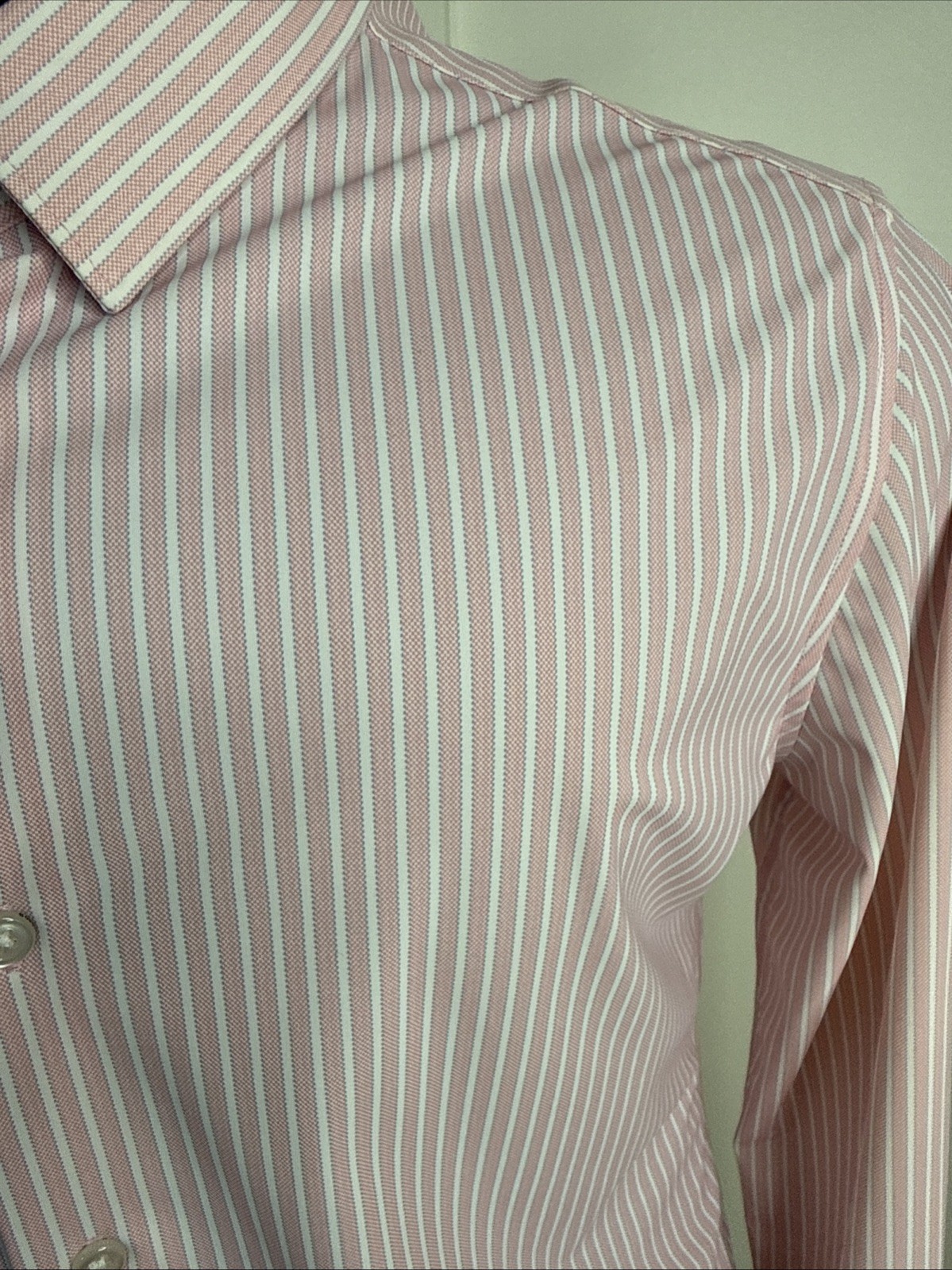 7D 7 Diamonds Dress Shirt Mens Size S Pink Striped 4 Way Stretch Long Sleeve