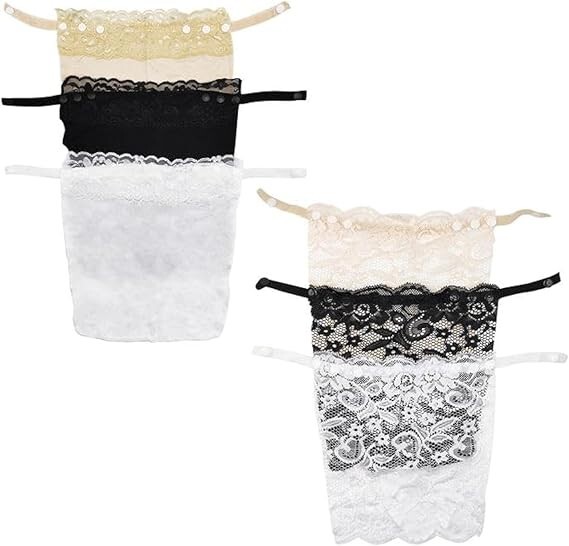 6 Pieces Lace Clip-on Mock Camisole Bra, Insert Overlay Modesty Panels for Low