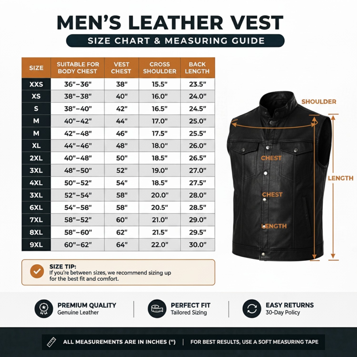 Classic Men’s Black Leather Vest Motorcycle Biker Riding Tactical Waistcoat