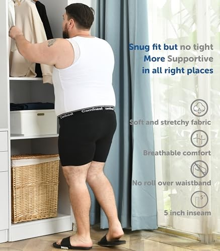 Men’s 5-Pack Big & Tall 3XL-7XL Boxer Briefs Cotton 7X-Large Black Pack-5