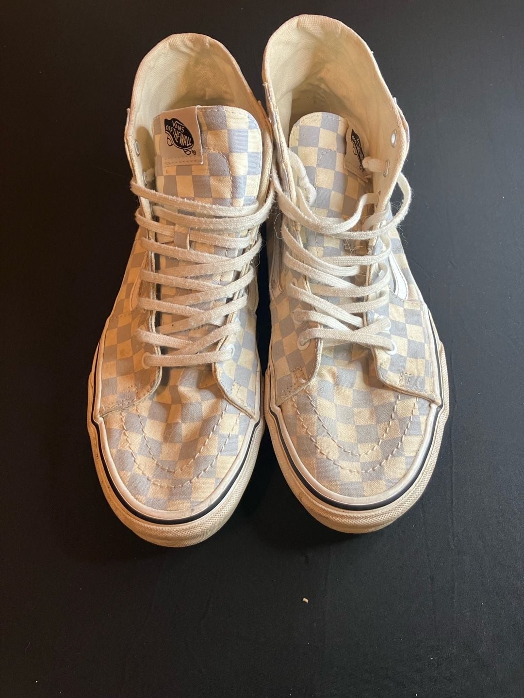 Vans Sk8-Hi Checkerboard High Top Sneakers Light Blue/White
