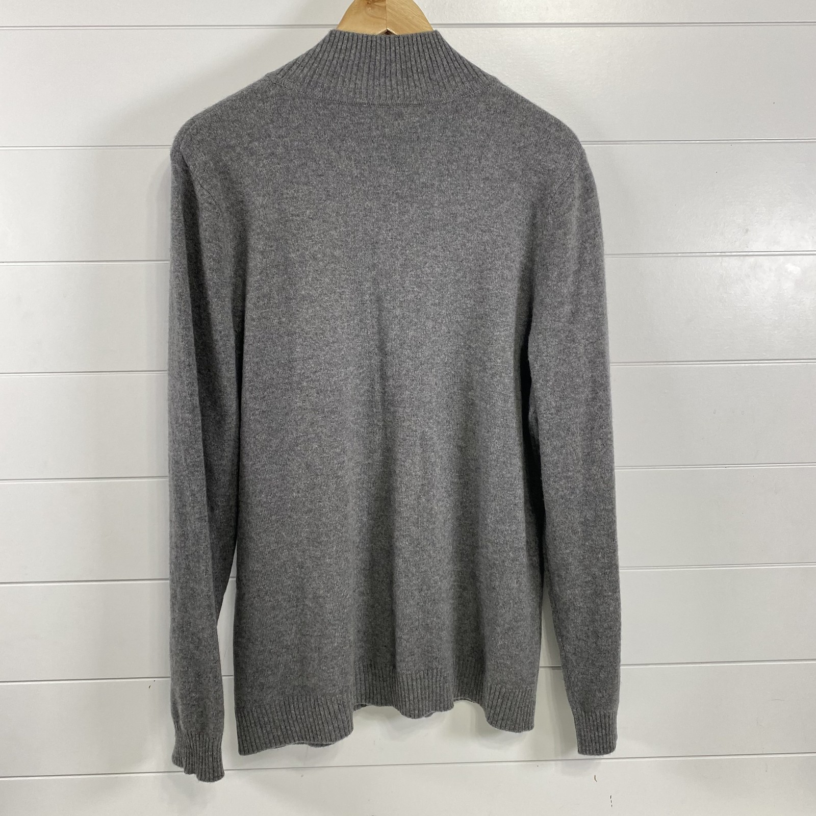 McDuff Sweater Womens XL Gray 100% Cashmere Ruffle Button Cardigan Pullover Soft