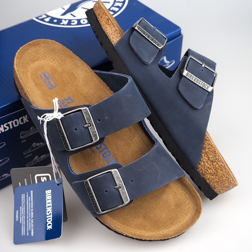Birkenstock Arizona Soft Footbed Blue Sandals Oiled Leather Shoes US 6-12