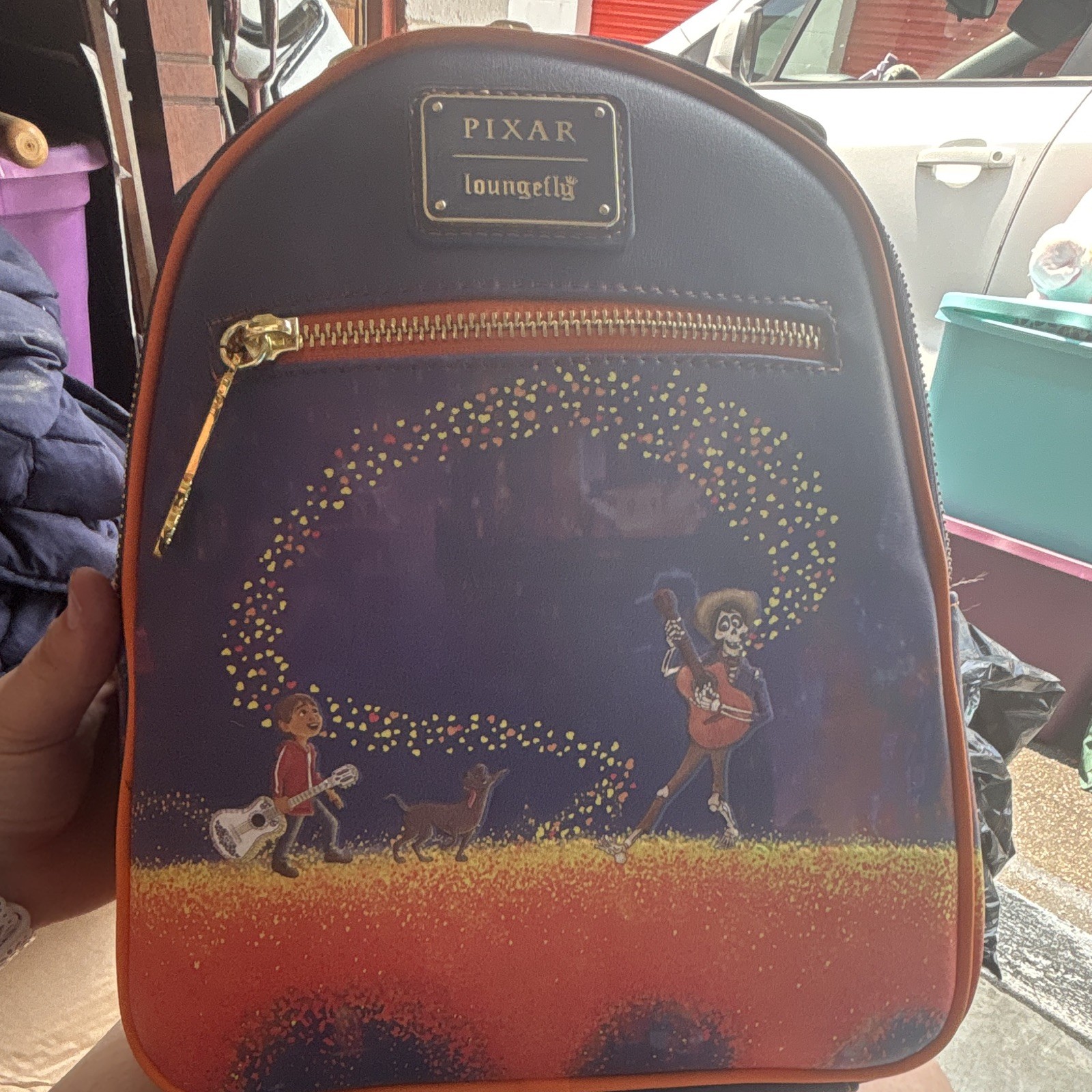 Loungefly Pixar Coco Mini Backpack Black/Multicolor Graphic Print Zip