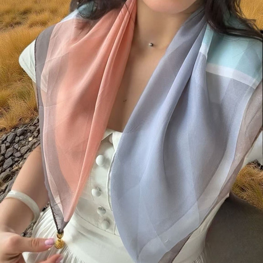 Casual Wear Chiffon Scarf Lightweight Polyester Fiber Soft Comfortable Feel