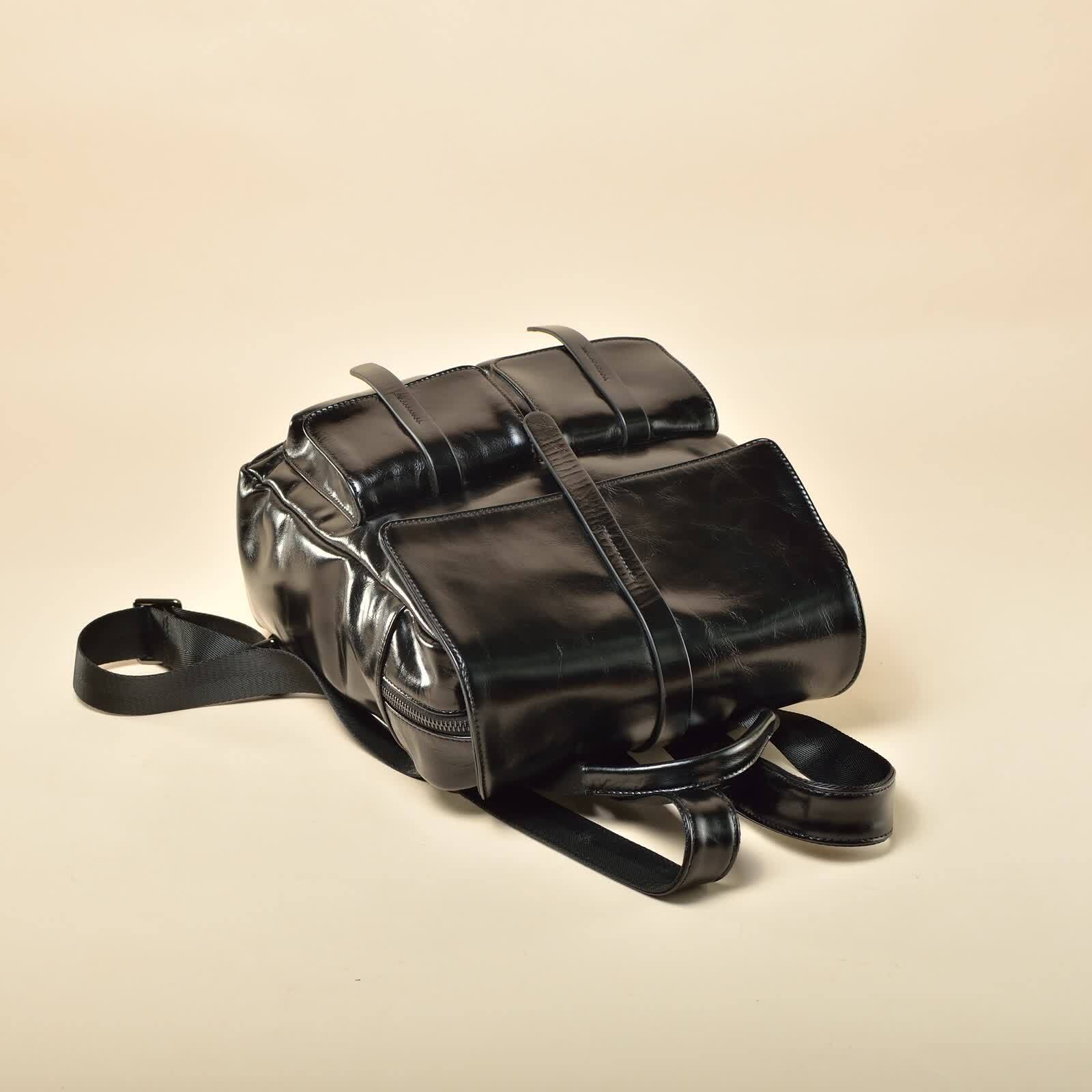 Erivis Ladies Leather Backpack Dark Brown Shoulder Laptop School Bag
