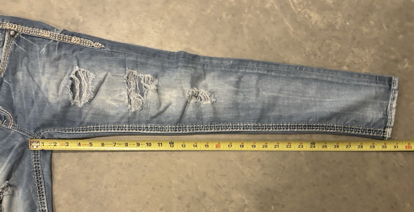 Rock Revival Jeans Vien Skinny Destroyed Low Rise Womens Size 29 Thick Stitch