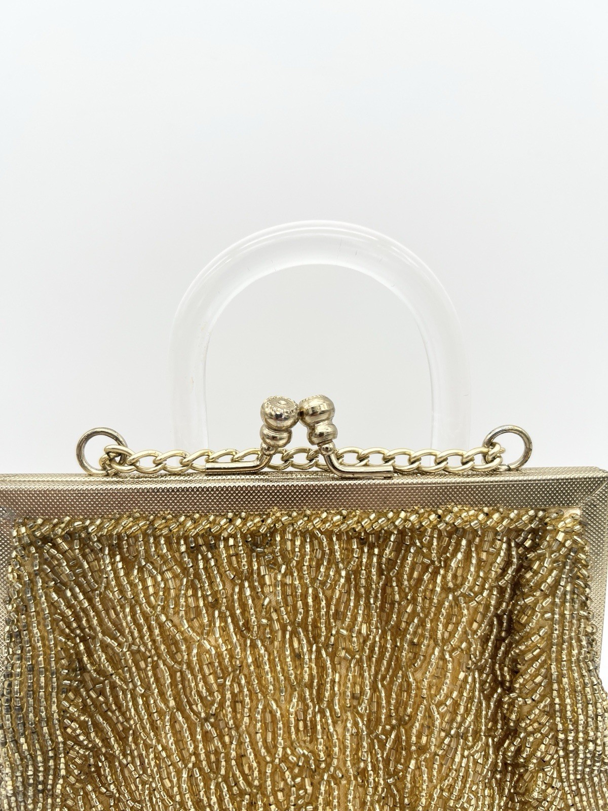 Vintage Walborg Gold Beaded Evening Purse Hong Kong Cocktail Handbag