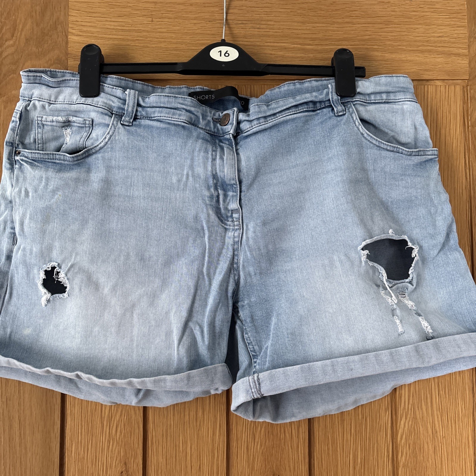 Next Light Wash Distressed Denim Shorts Size 20