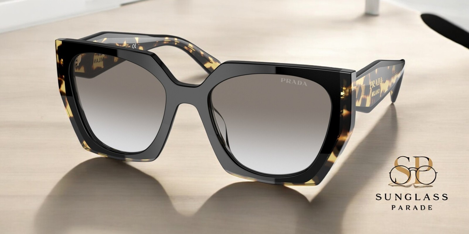 PRADA PR 15WS 3890A7 Black Medium Tortoise Grey Gradient 54mm Women’s Sunglasses