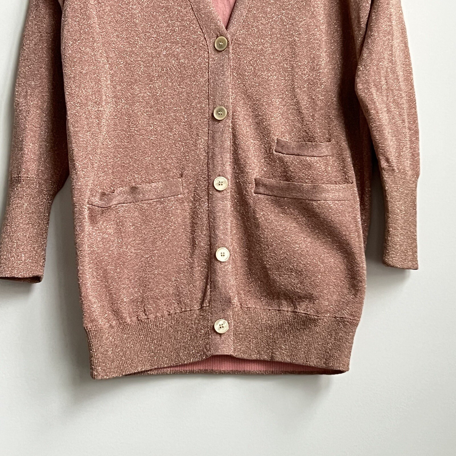 J. Crew Collection Long Cardigan Double Knit Lurex Pink Size Small $128 J8223