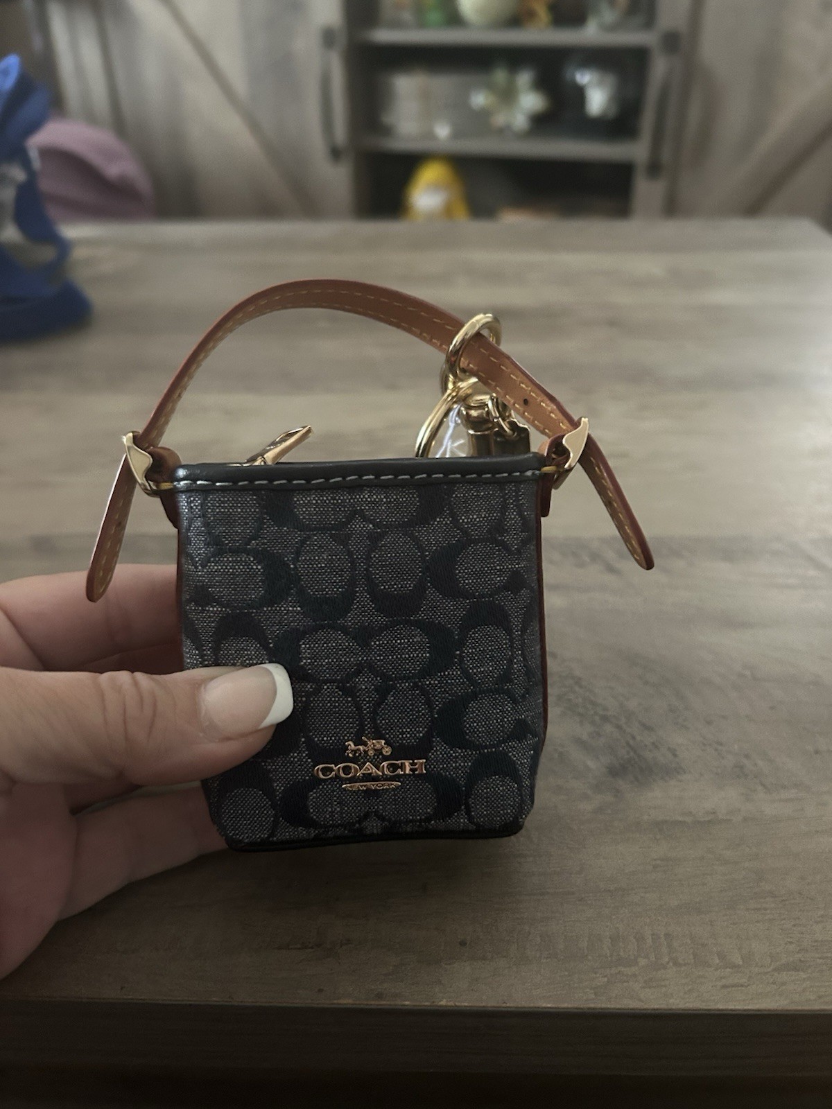 NWT Coach Mini Val Duffle Bag Charm In Signature Chambray C8223