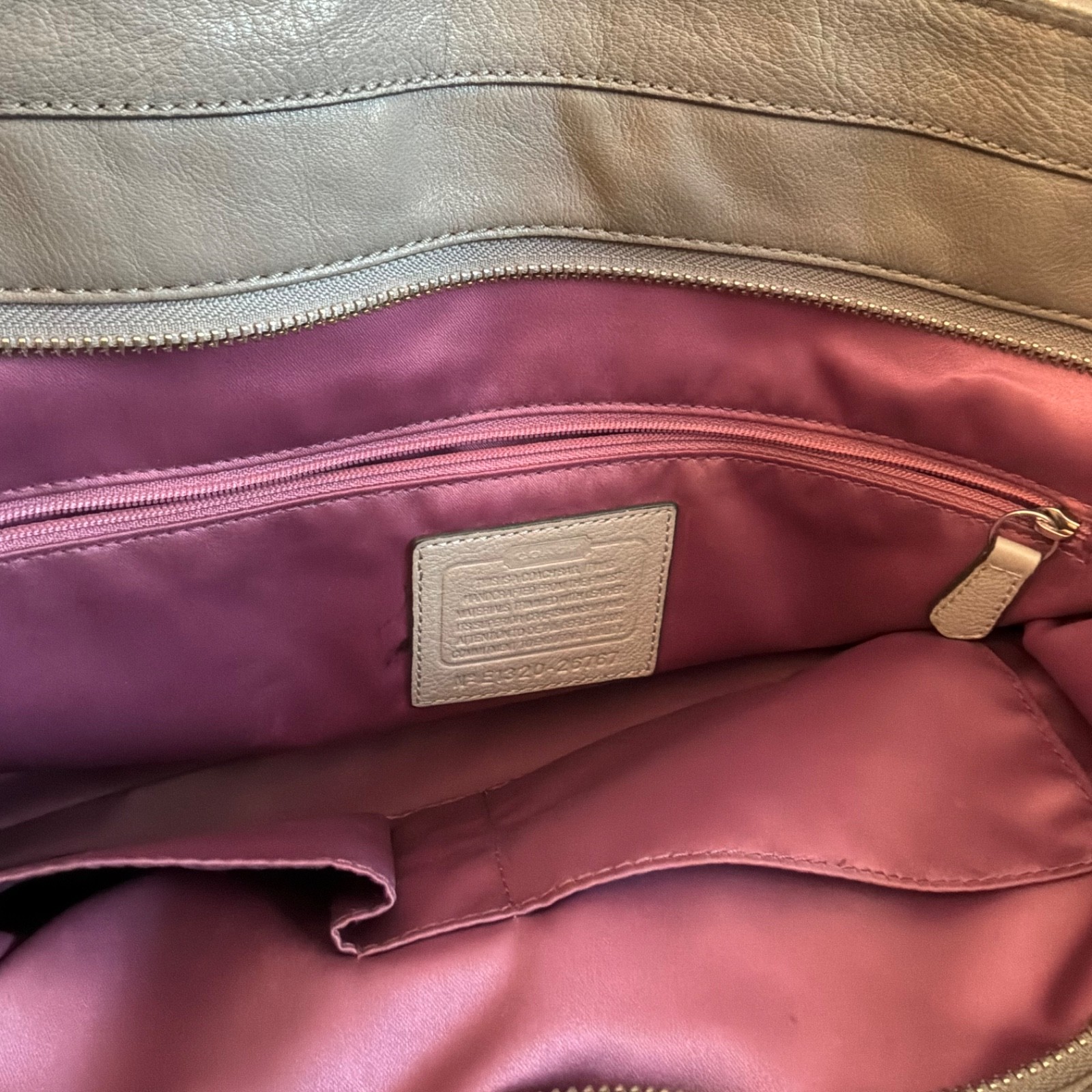 Coach signature gray canvas and leather tote bag