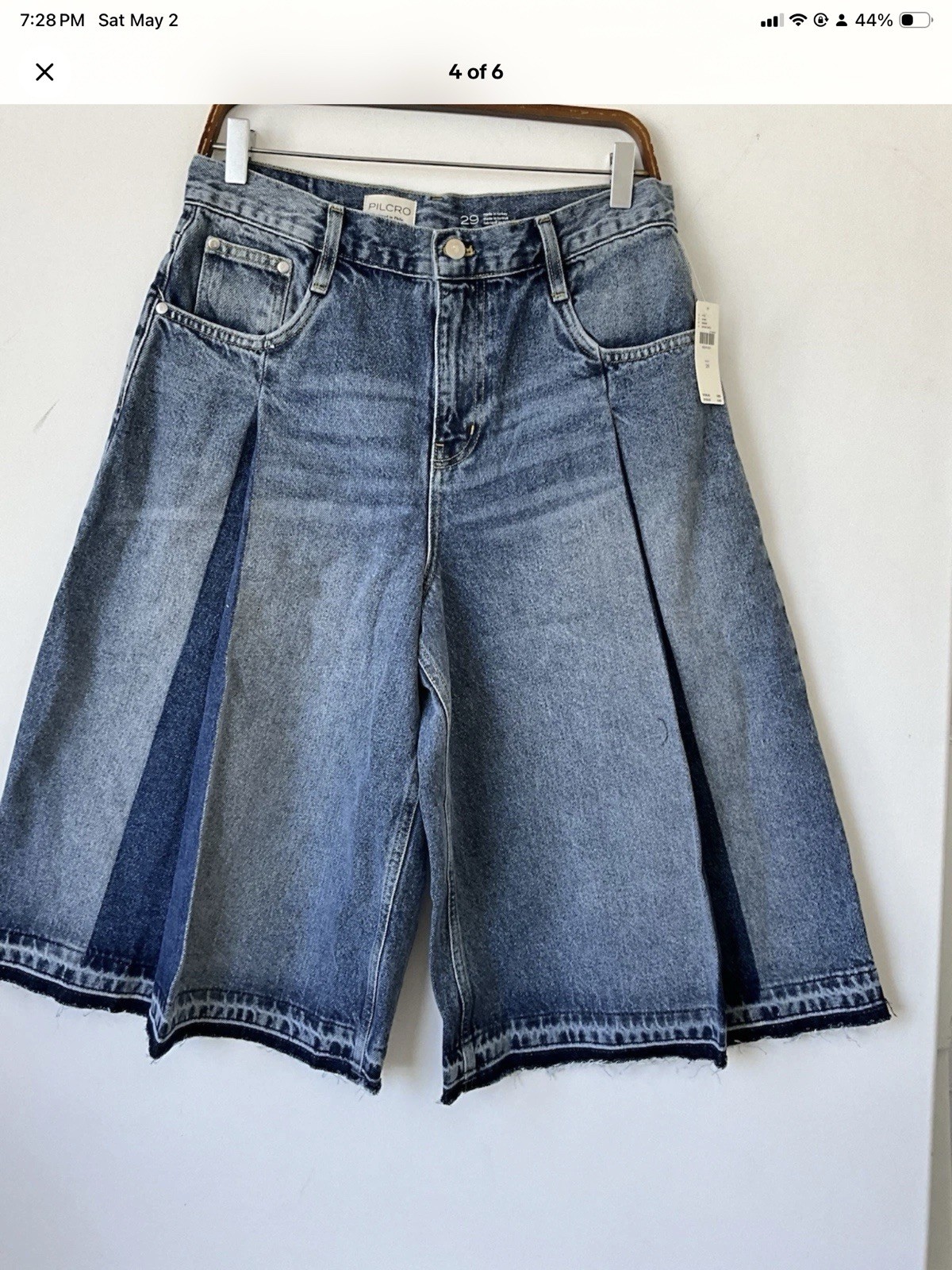 Pilcro Pleated Culotte Jeans Wide Leg Denim Shorts Mid Rise NWT Anthropologie
