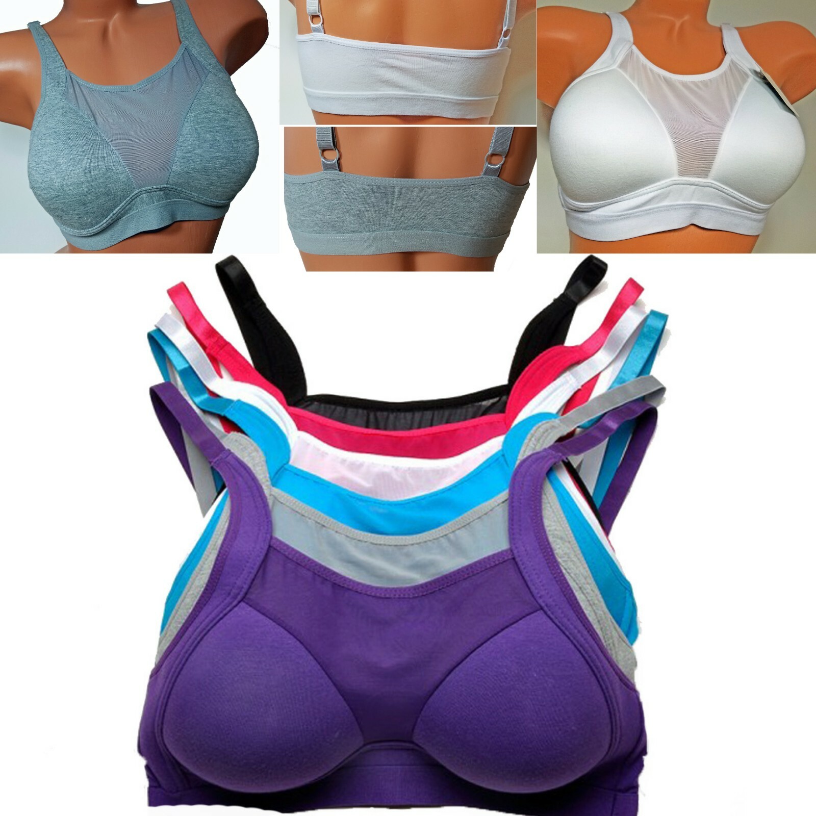 Women’s Sports Bra Lightly Padded Full Coverage Stretch Fit Fitness Top