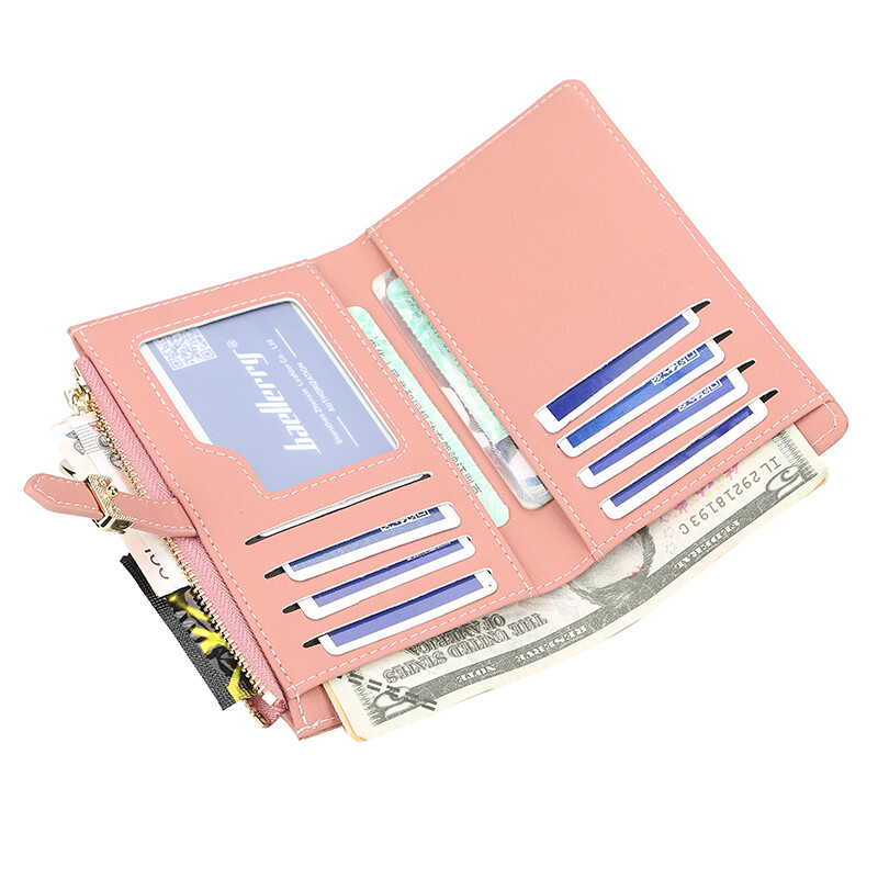 Womens Slim Bifold Wallet with Hasp Safe Card Holder Bag Zipper Coin Pocket Gift