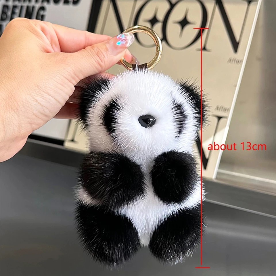 Cute Panda Plush Keychain Cartoon Bag Charm Soft Stuffed Pendant Car Key Ring 13