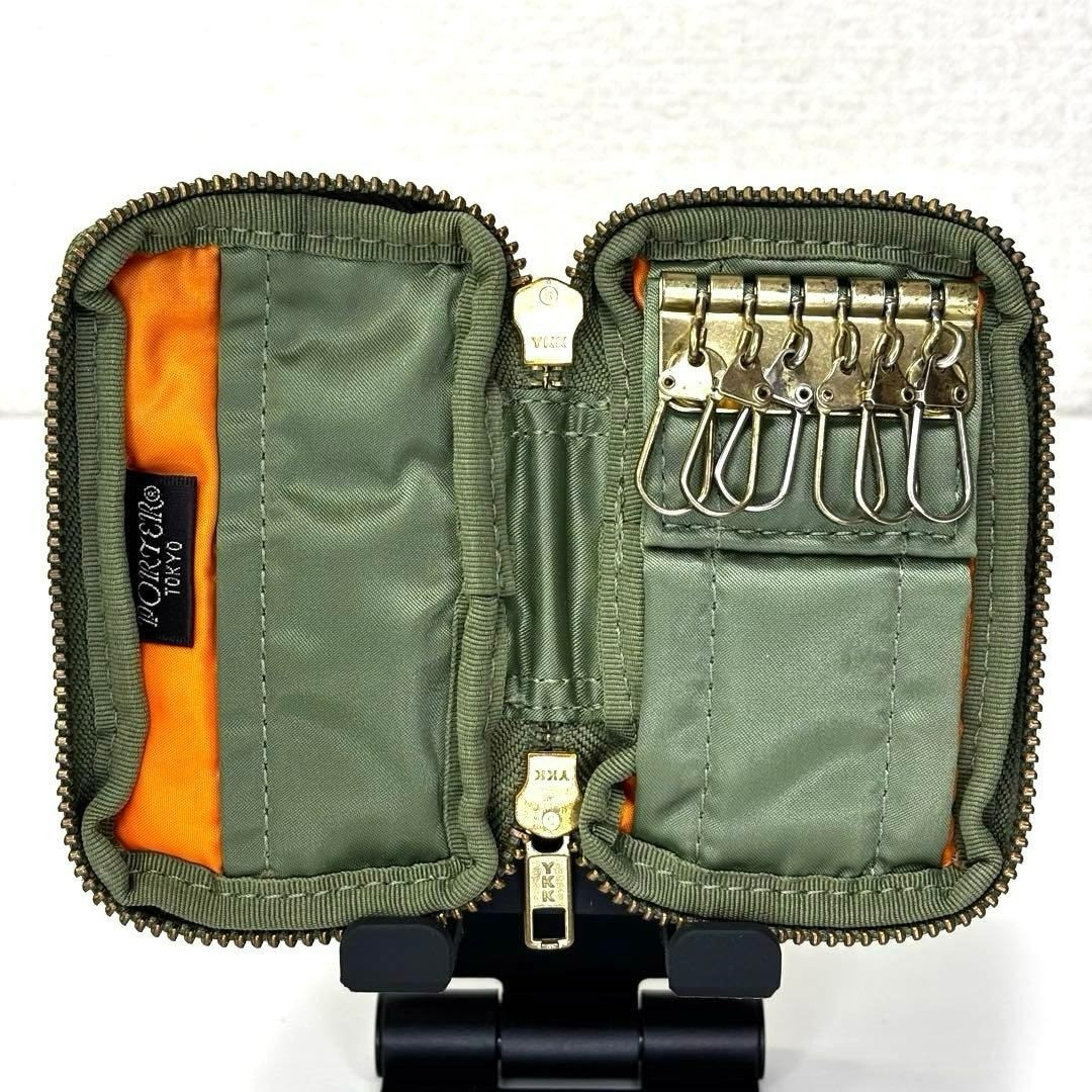 PORTER Tanker Key Case Sage Green Khaki 7×11cm Yoshida Kaban Rare Japan Used t66