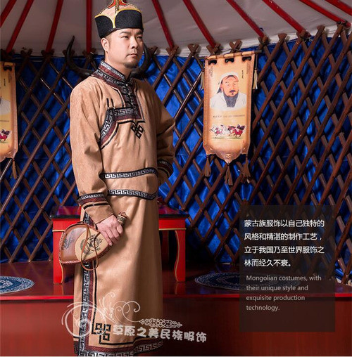 2022 Men’s Mongolian Robe Spring Stage Costume Chinese Mongolian Robe