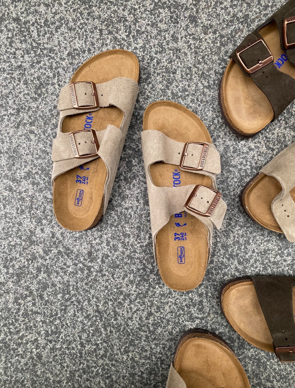 Birkenstock Arizona Soft Footbed Suede Leather Taupe and Mocha Unisex Sandals