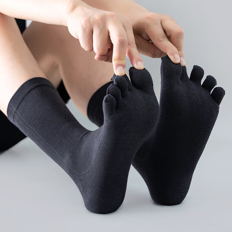 5Pack Crew Ankle Five Finger Toe 100%Cotton Athletic Sport Work Casual Men Socks