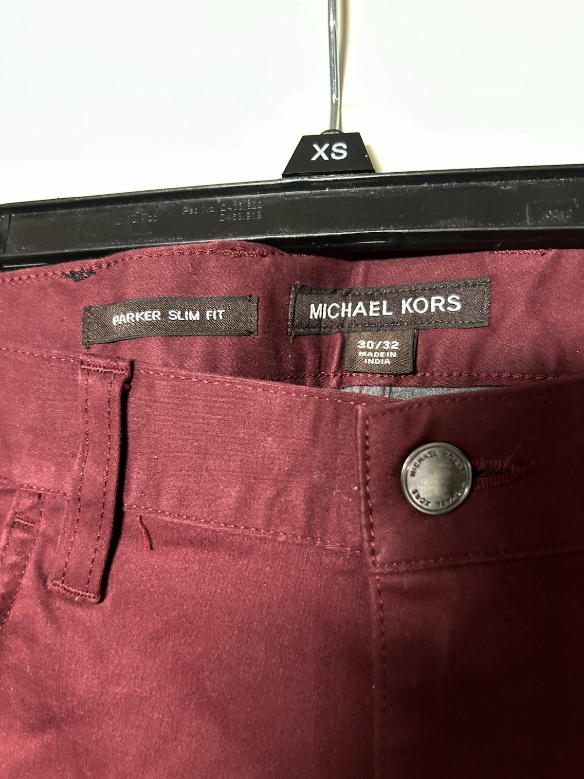 Michael Kors Parker Slim Fit Pants Red Burgundy 30W 32L 30×32 Pre Owned Chino