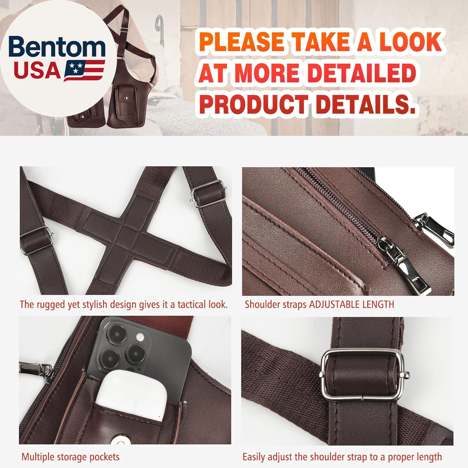 Double Shoulder Armpit Bag for Men, Anti-Theft Hidden Adjustable Strap Holster,