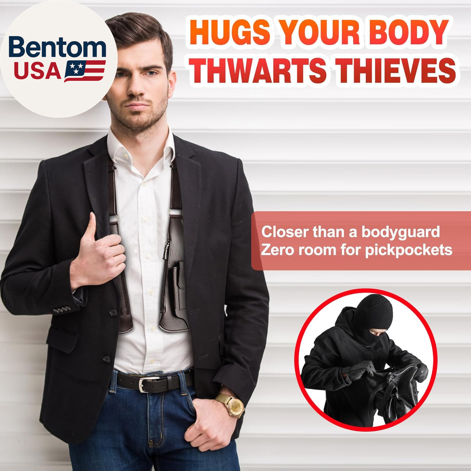 Double Shoulder Armpit Bag for Men, Anti-Theft Hidden Adjustable Strap Holster,