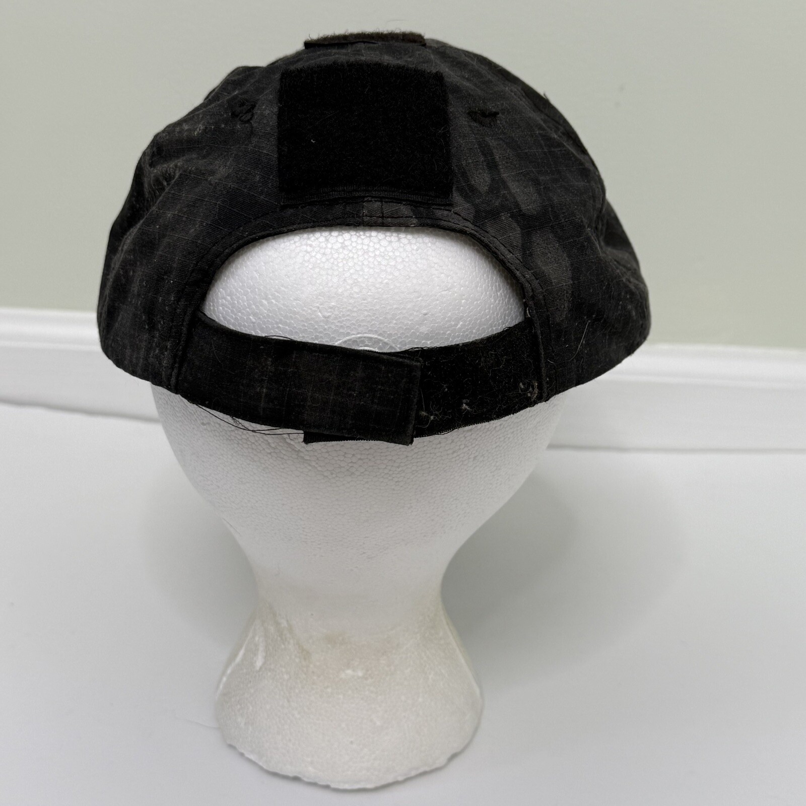 Tactical Air Mesh Low Crown Flex Military Hat Front Flag Patch Black EUC