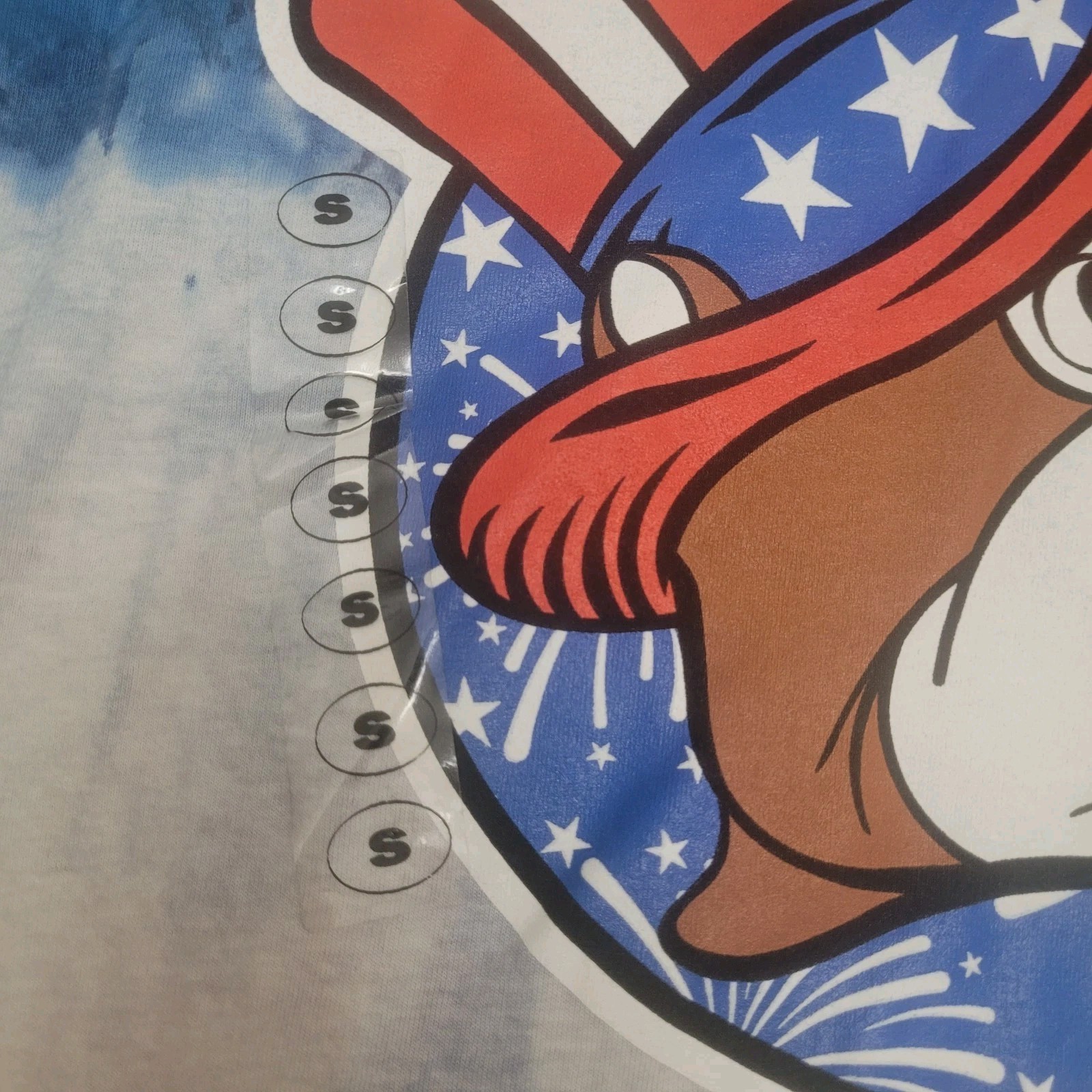 Buc-ee’s 4th Of July SZ. Sm. NWT Tye- Dye Beaver Uncle Sam Tag Date 2020